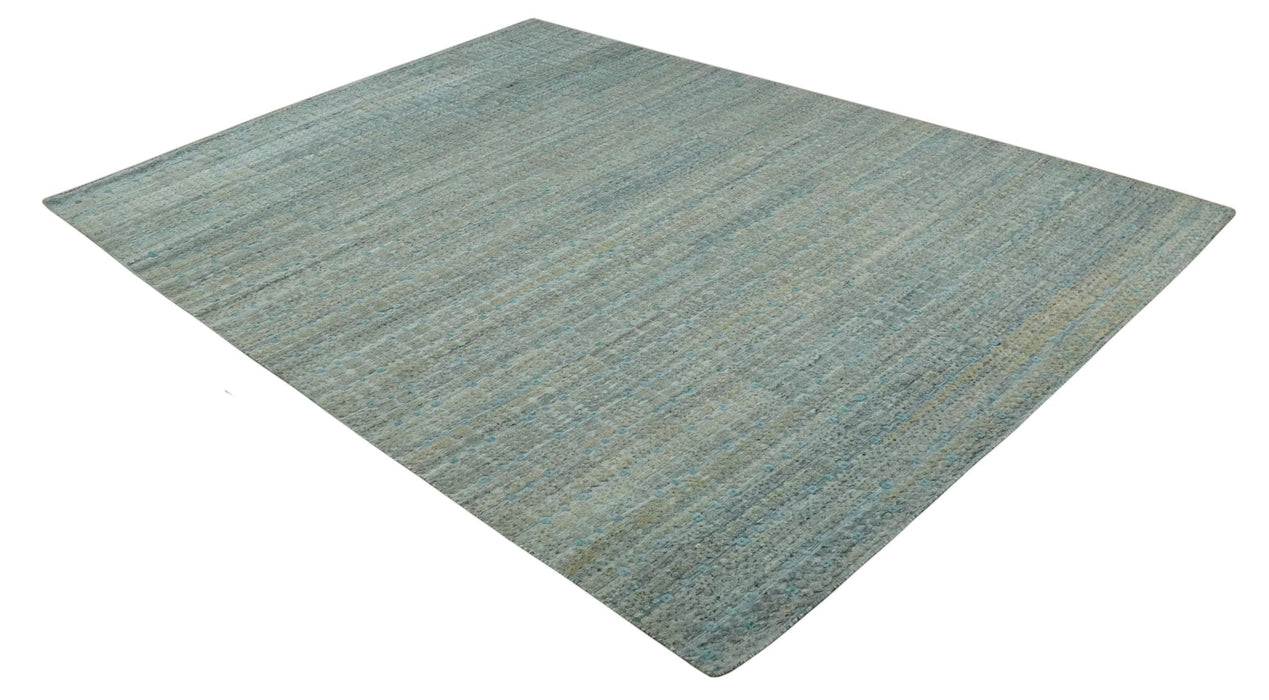 Large Blue, Beige and Gray Hand carved Texture Hand knotted 10x14 wool Area Rug
