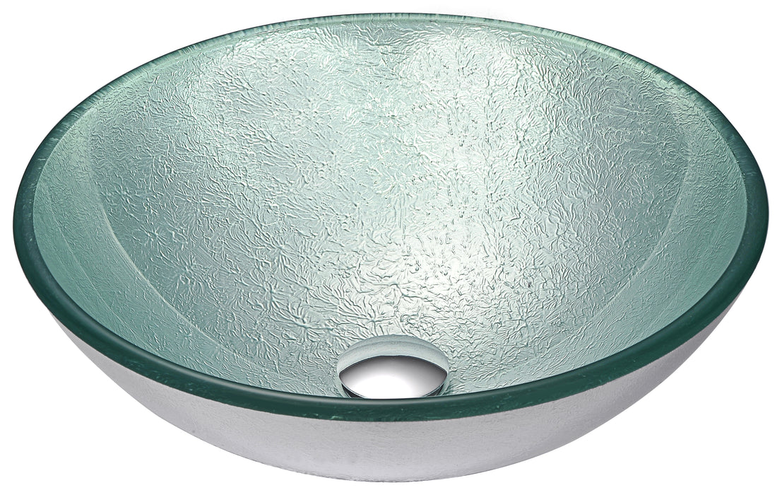 Spirito Series Deco-Glass Vessel Sink in Churning Silver