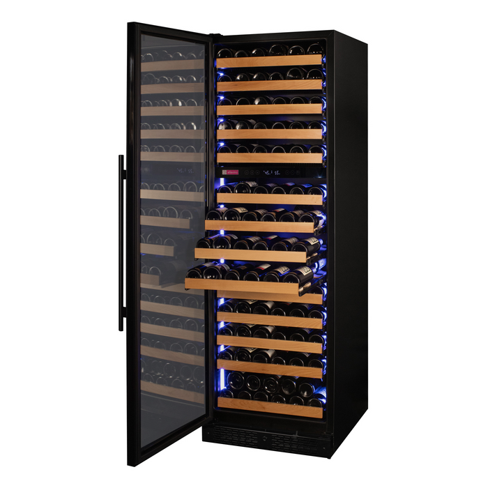 Reserva Series 154 Bottle 71" Tall Dual Zone Left Hinge Black Glass Door Wine Refrigerator