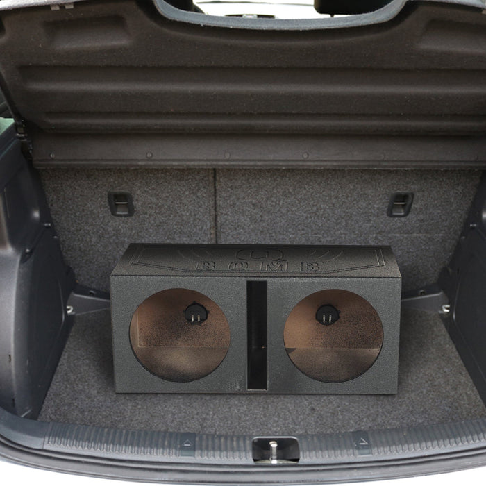 Q Power QBOMB10V Dual 10 Inch Vented Port Subwoofer Sub Box w/ Bedliner Spray