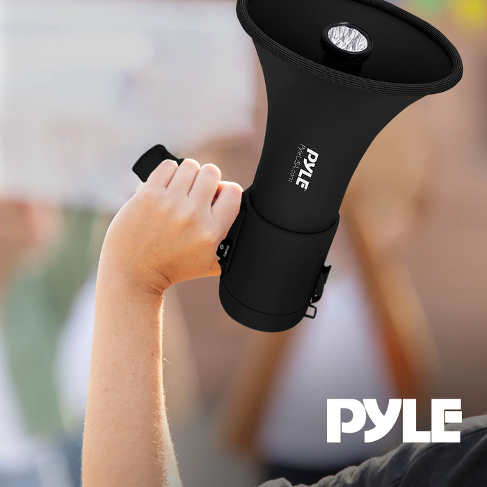 Pyle Portable PA Megaphone Speaker with Built-in Rechargeable Battery, Black