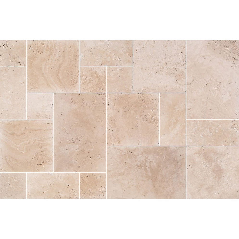 Light Beige Premium Travertine Tiles Antique Pattern Tumbled - Livfloo