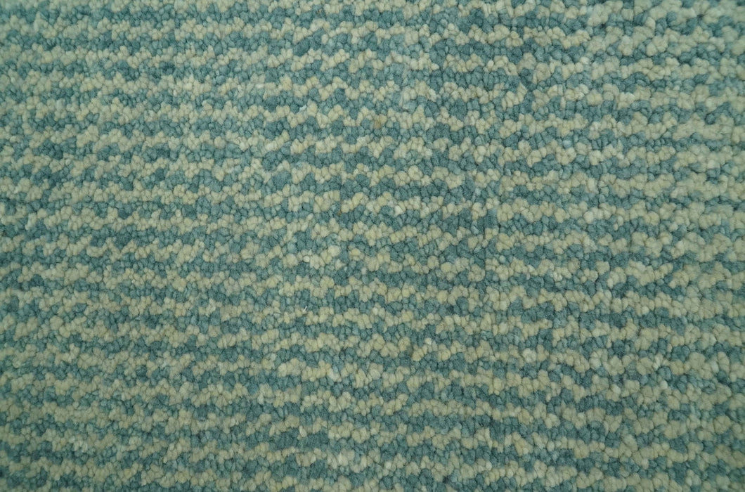 Light Blue and Beige Stripes Design Contemporary Custom Made wool Area Rug