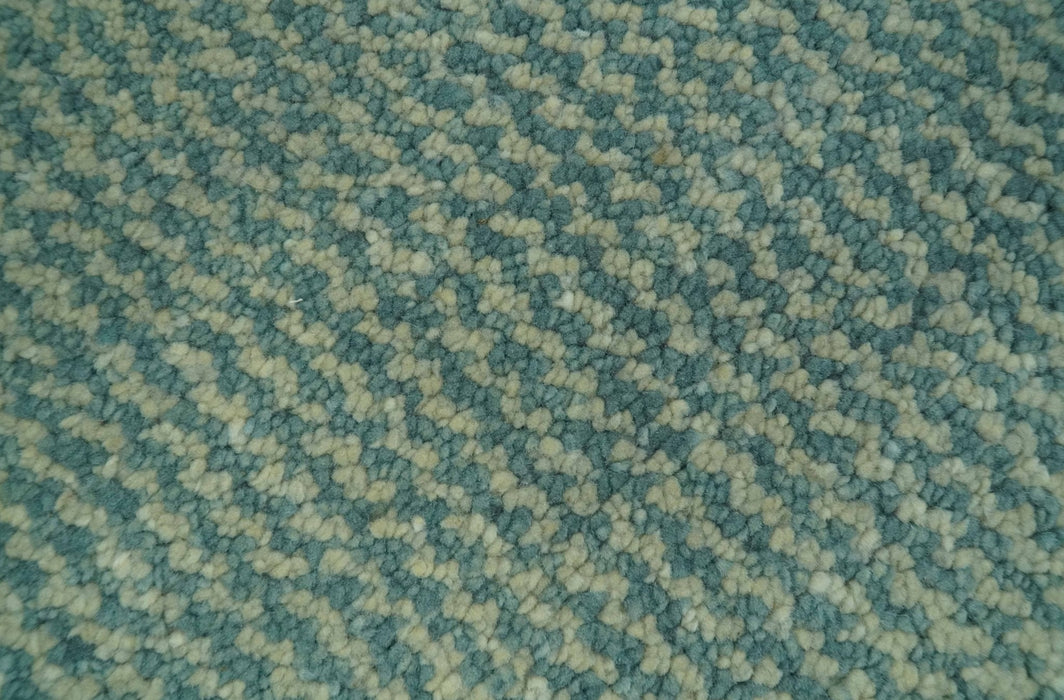 Light Blue and Beige Stripes Design Contemporary Custom Made wool Area Rug