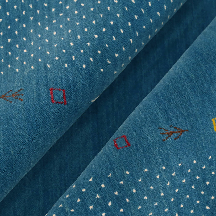 Light Blue Contemporary Gabbeh Border Design Hand Loomed Wool Area Rug