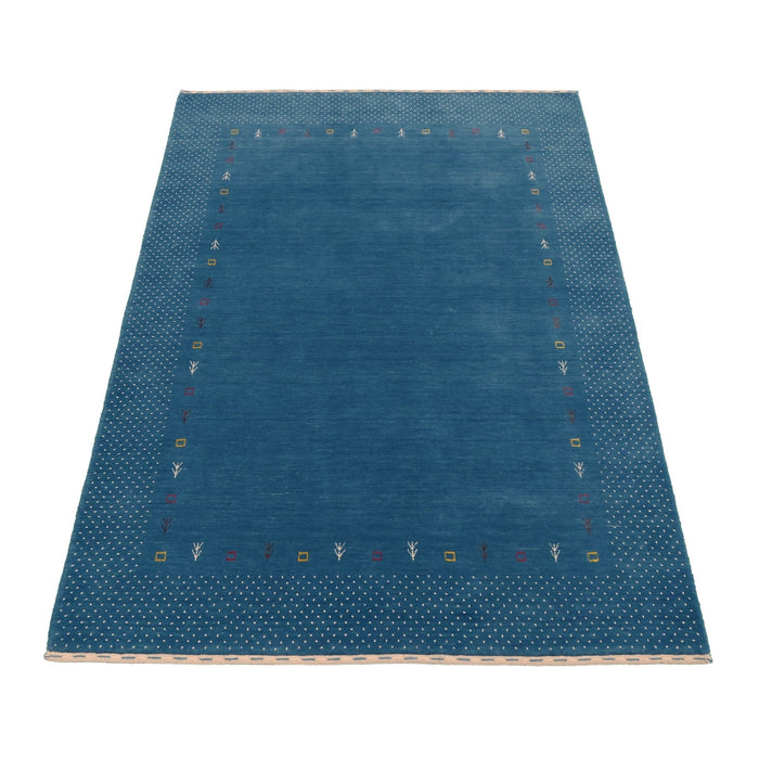 Light Blue Contemporary Gabbeh Border Design Hand Loomed Wool Area Rug