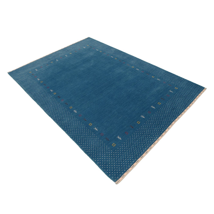 Light Blue Contemporary Gabbeh Border Design Hand Loomed Wool Area Rug
