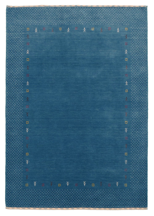 Light Blue Contemporary Gabbeh Border Design Hand Loomed Wool Area Rug