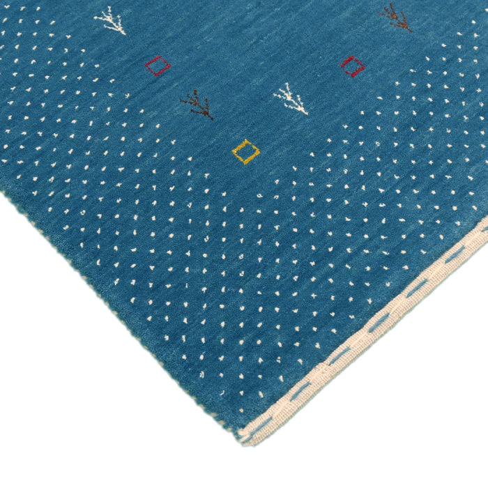 Light Blue Contemporary Gabbeh Border Design Hand Loomed Wool Area Rug
