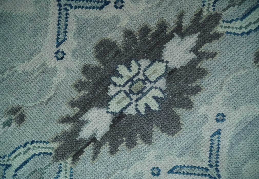 Light Blue Hand knotted Traditional Oushak Multi Size wool Area Rug