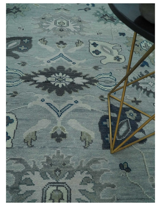 Light Blue Hand knotted Traditional Oushak Multi Size wool Area Rug