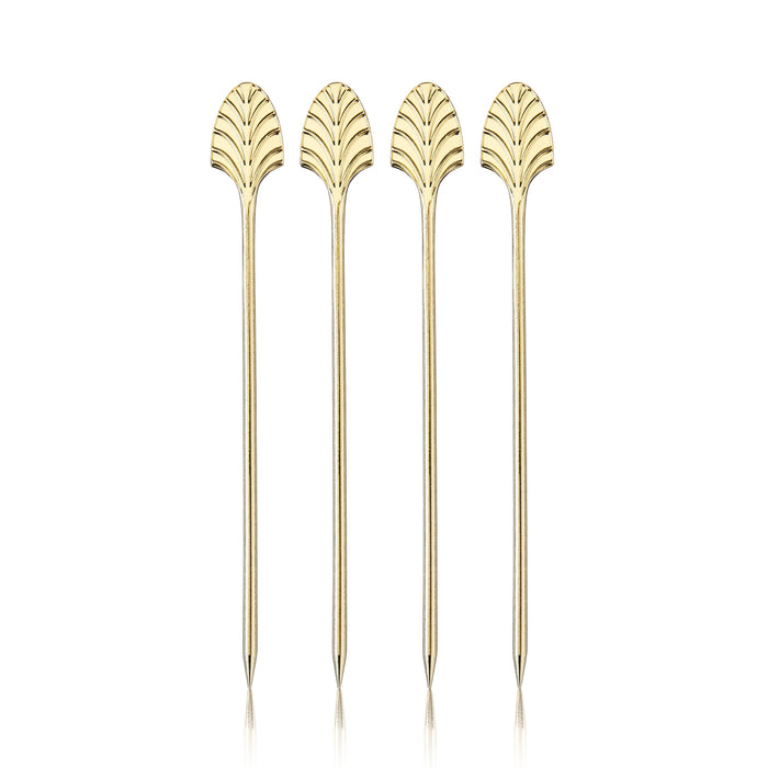 Art Deco Cocktail Picks in Gold Set of 4