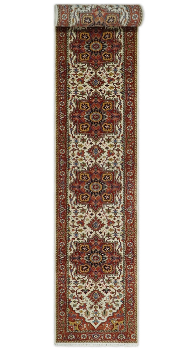 Long 20 feet runner Brown and Ivory Traditional Hallway Rug wool area rug