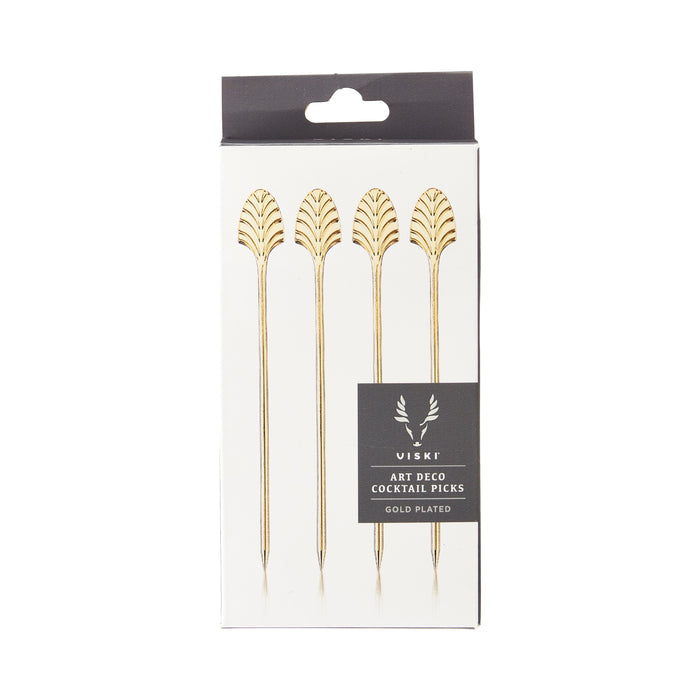 Art Deco Cocktail Picks in Gold Set of 4