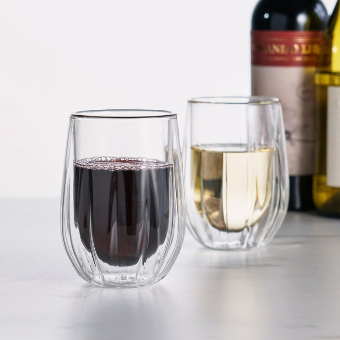 Double-Walled Stemless Wine Glasses Set of 2