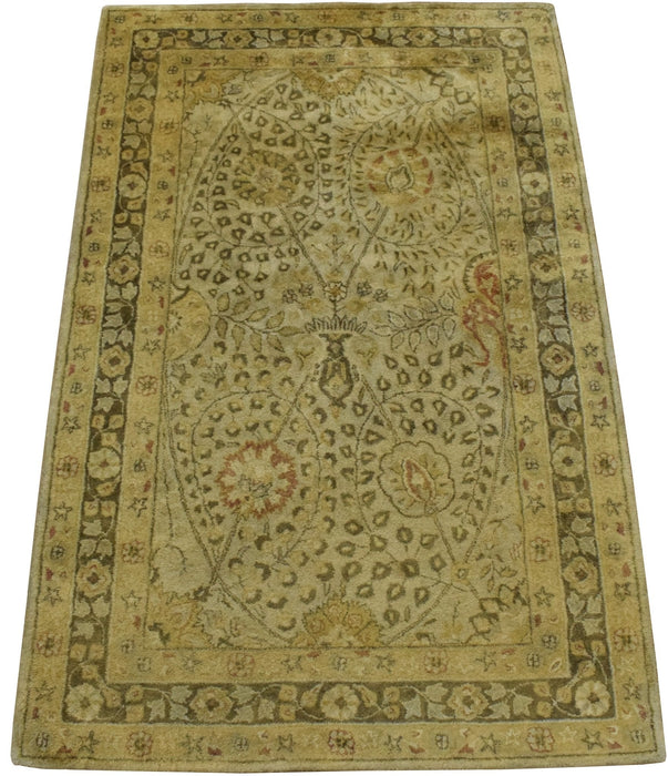 Luxury Antique Camel and Brown Floral Wool Area Rug | TUF29