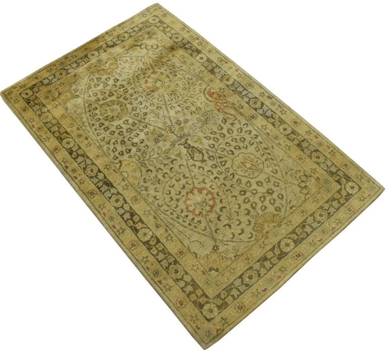 Luxury Antique Camel and Brown Floral Wool Area Rug | TUF29