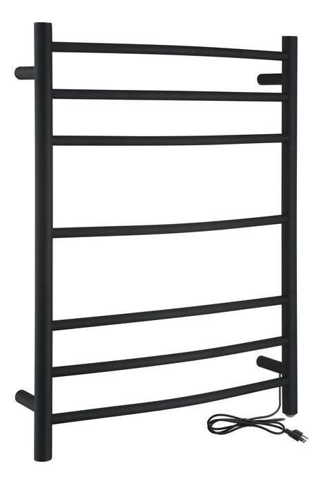 Gown 7-Bar Stainless Steel Wall Mounted Towel Warmer in Matte Black