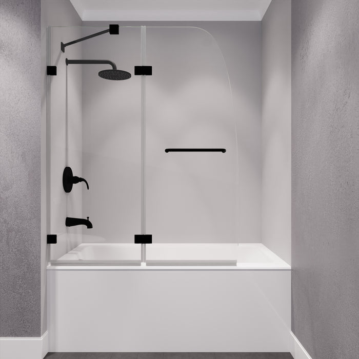 Pacific Series 48 in. by 58 in. Frameless Hinged Tub Door in Matte Black