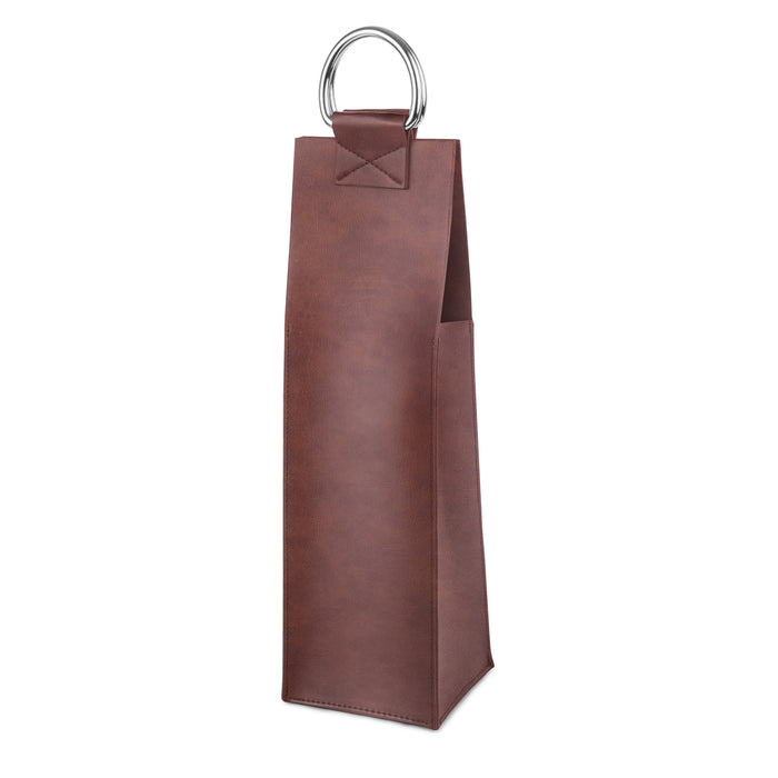 Faux Leather Single-Bottle Wine Tote