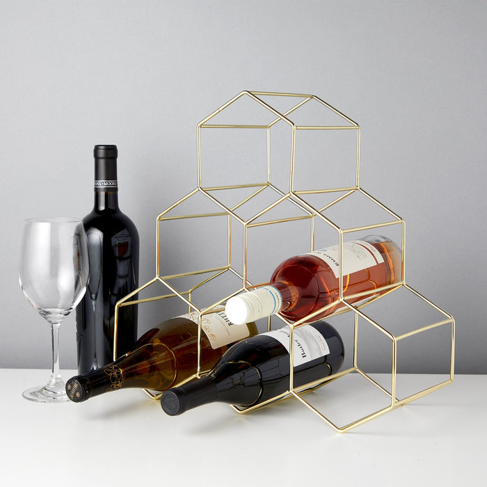 Geo Countertop Wine Rack in Gold