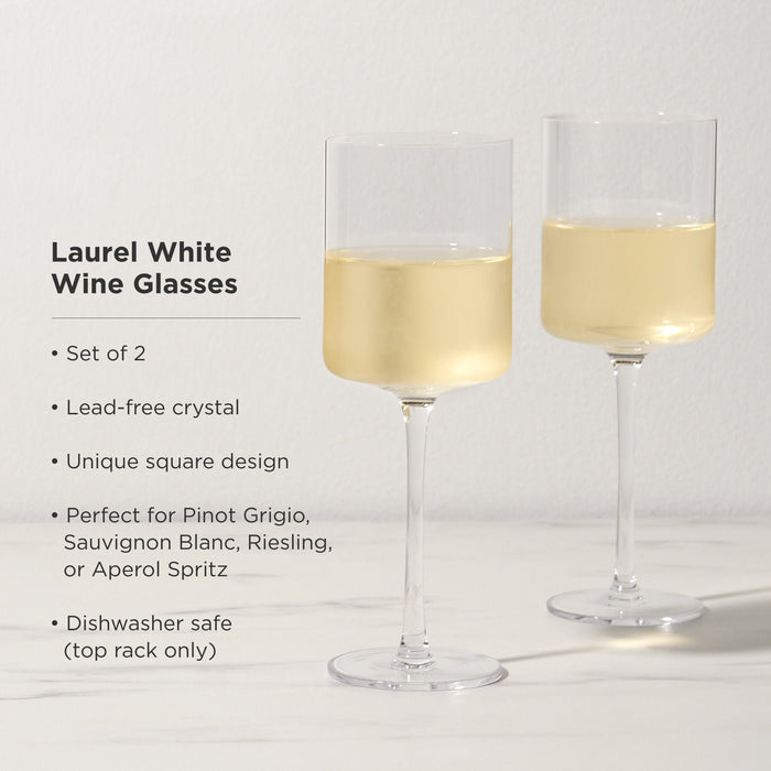 Laurel Crystal White Wine Glasses Set of 2