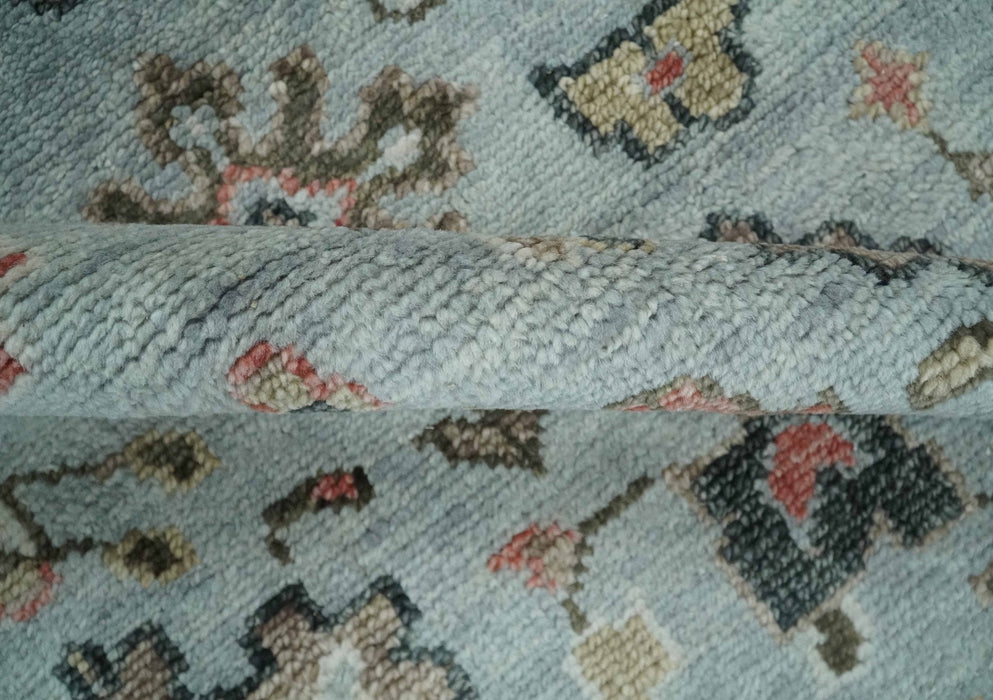 Made to Order Wool Traditional Silver and Olive  Hand knotted Oushak Area Rug