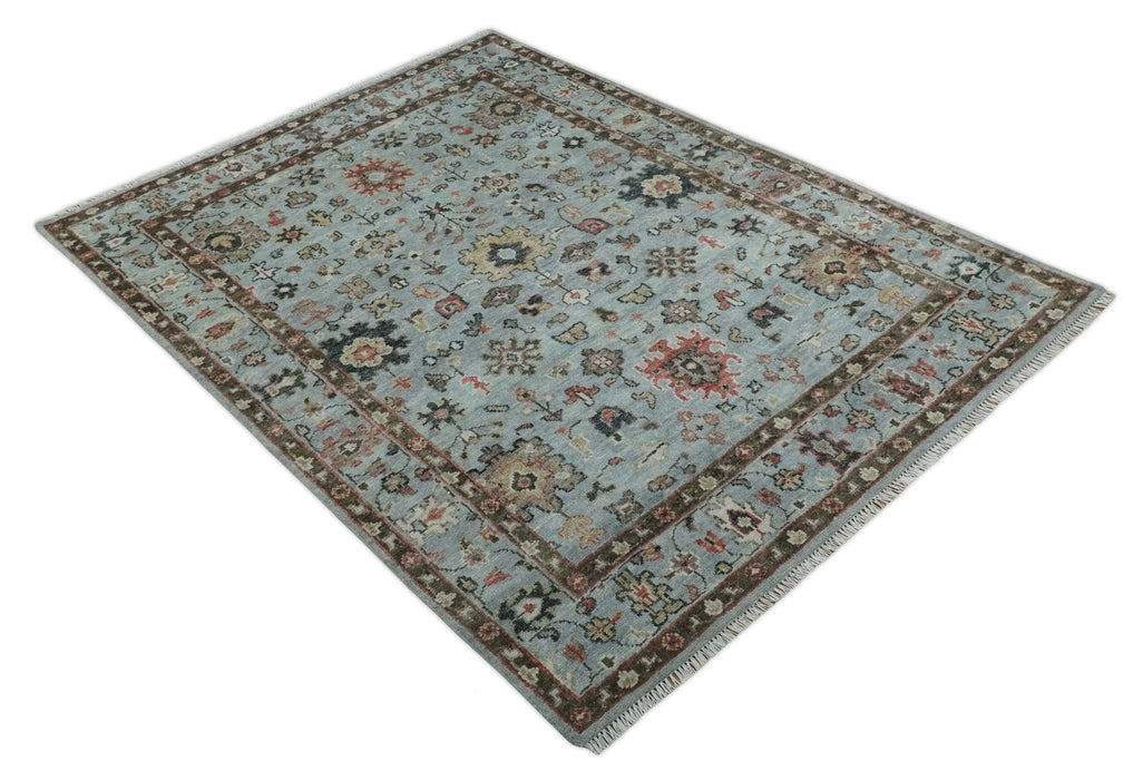 Made to Order Wool Traditional Silver and Olive  Hand knotted Oushak Area Rug