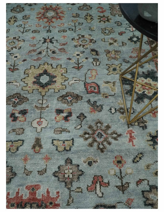 Made to Order Wool Traditional Silver and Olive  Hand knotted Oushak Area Rug