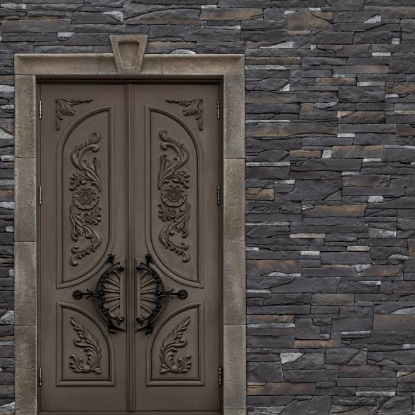 Inka Dark Rundle Black Slate Look Manufactured Stone Handmade Veneer