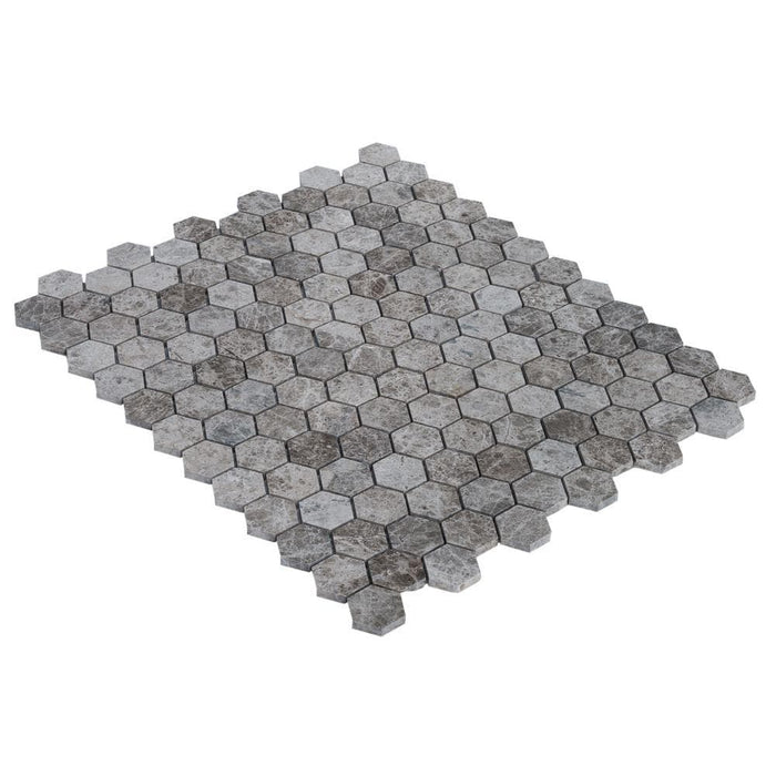 Silver Emperador Marble Hexagon 2" Polished Mosaic Floor and Wall Tile - Livfloors Collection