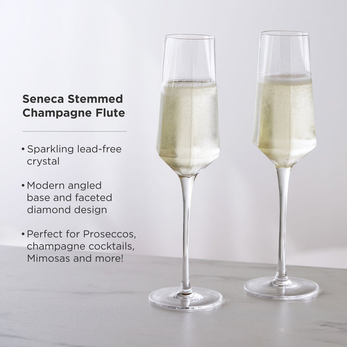 Seneca Diamond Crystal Champagne Flutes Set of 2