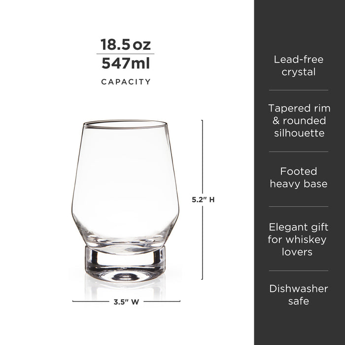 Raye Heavy Base Crystal Whiskey Glasses Set of 2