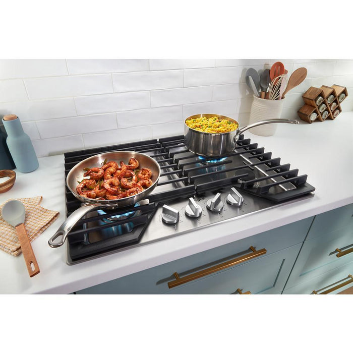 Whirlpool WCGK5030PW 30-Inch Gas Cooktop With Ez-2-Lift&#8482; Hinged Cast-Iron Grates