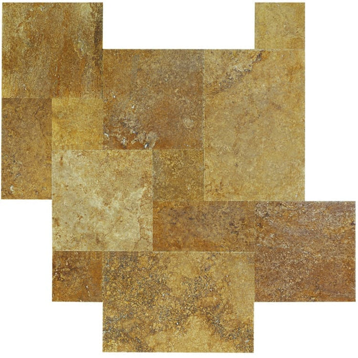 Meandros Gold Antique Pattern Brushed, Chiseled, and Partially Filled - Livfloors Collection
