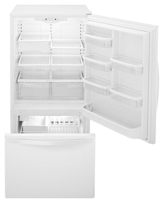 Whirlpool WRB329DMBW 30-Inches Wide Bottom-Freezer Refrigerator With Spillguard Glass Shelves - 18.7 Cu. Ft.