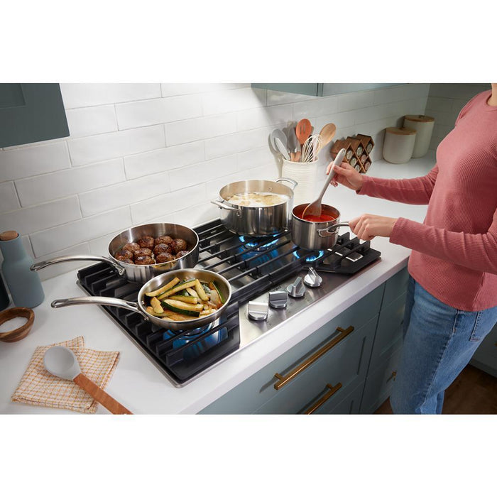 Whirlpool WCGK5036PW 36-Inch Gas Cooktop With Ez-2-Lift&#8482; Hinged Cast-Iron Grates