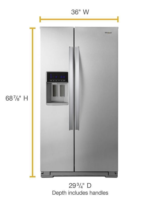 Whirlpool WRS571CIHZ 36-Inch Wide Counter Depth Side-By-Side Refrigerator - 21 Cu. Ft.