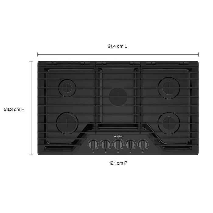 Whirlpool WCGK5036PV 36-Inch Gas Cooktop With Ez-2-Lift&#8482; Hinged Cast-Iron Grates