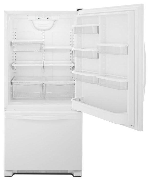 Whirlpool WRB322DMBW 33-Inches Wide Bottom-Freezer Refrigerator With Spillguard Glass Shelves - 22 Cu. Ft