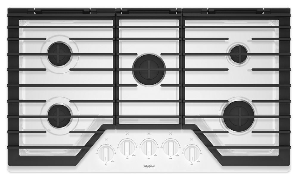 Whirlpool WCG55US6HW 36-Inch Gas Cooktop With Ez-2-Lift Hinged Cast-Iron Grates