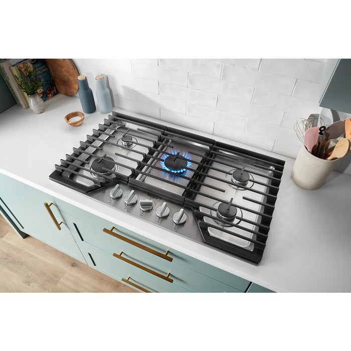 Whirlpool WCGK5036PV 36-Inch Gas Cooktop With Ez-2-Lift&#8482; Hinged Cast-Iron Grates