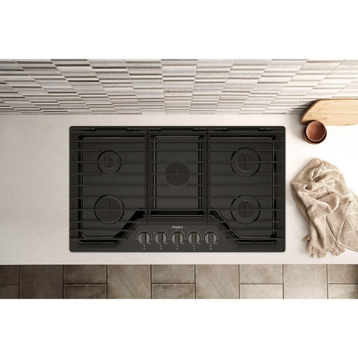 Whirlpool WCGK5036PV 36-Inch Gas Cooktop With Ez-2-Lift&#8482; Hinged Cast-Iron Grates