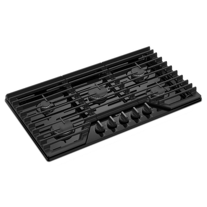 Whirlpool WCGK5036PB 36-Inch Gas Cooktop With Ez-2-Lift&#8482; Hinged Cast-Iron Grates