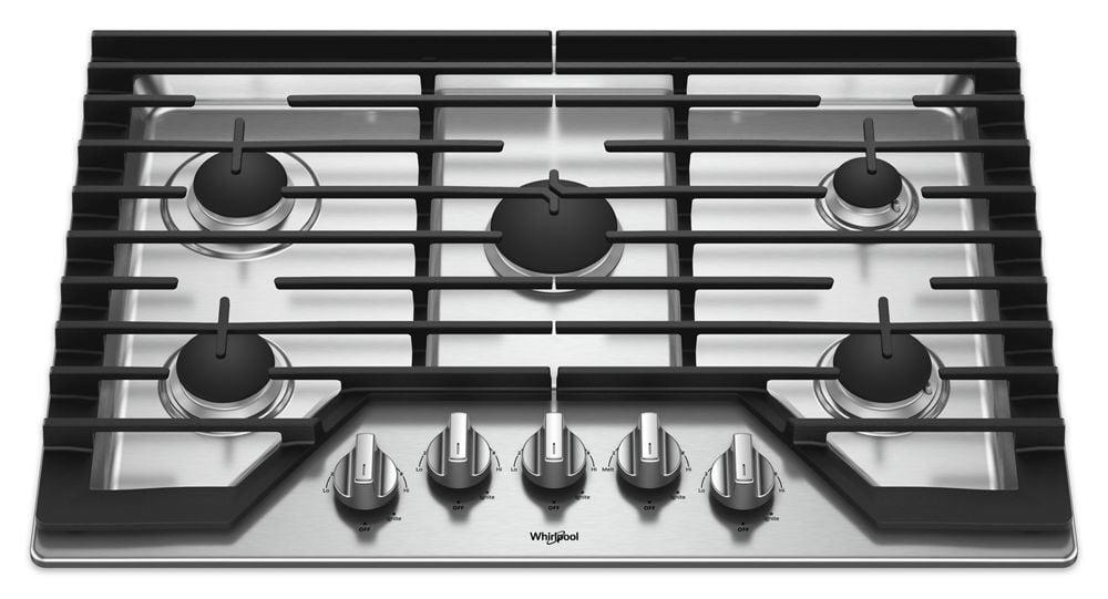 Whirlpool WCG77US0HS 30-Inch Gas Cooktop With Ez-2-Lift Hinged Cast-Iron Grates