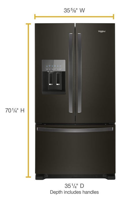 Whirlpool WRF555SDHV 36-Inch Wide French Door Refrigerator In Fingerprint-Resistant Black Stainless Steel - 25 Cu. Ft.