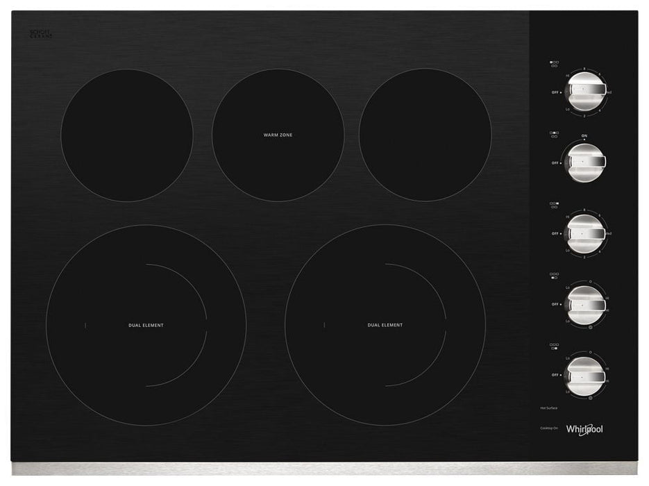 Whirlpool WCE77US0HS 30-Inch Electric Ceramic Glass Cooktop With Two Dual Radiant Elements