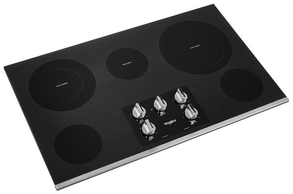 Whirlpool WCE77US6HS 36-Inch Electric Ceramic Glass Cooktop With Two Dual Radiant Elements