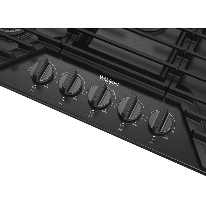 Whirlpool WCGK5036PV 36-Inch Gas Cooktop With Ez-2-Lift&#8482; Hinged Cast-Iron Grates