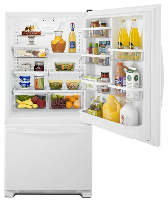 Whirlpool WRB322DMBW 33-Inches Wide Bottom-Freezer Refrigerator With Spillguard Glass Shelves - 22 Cu. Ft